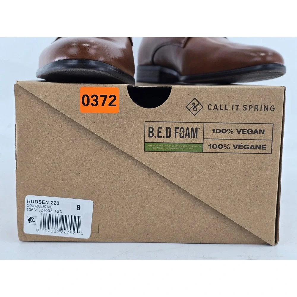 Call It Spring Hudsen-220 Dress Shoes Mens 8 Cognac Vegan Leather -New‎